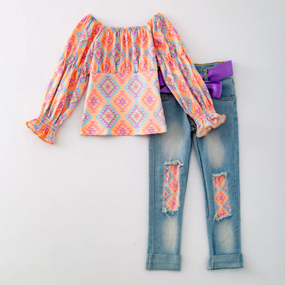 Aztec Denim Pant Set