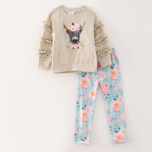 Floral Cow Legging Set