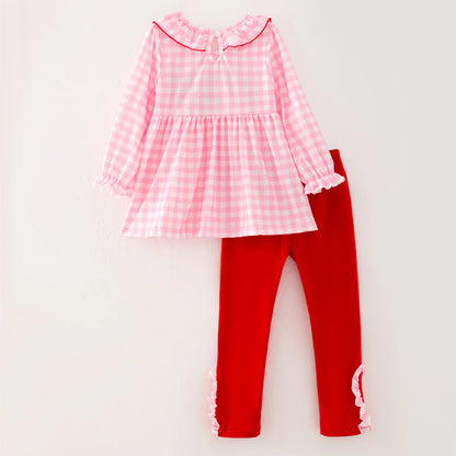 Pink Checks Christmas Legging Set