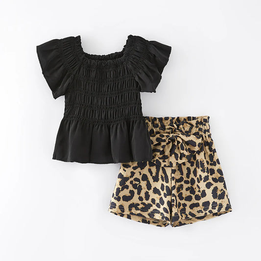 Black/Leopard Short Set