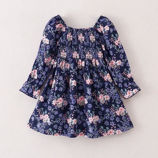 Navy Fall Florals Dress