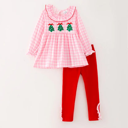 Pink Checks Christmas Legging Set