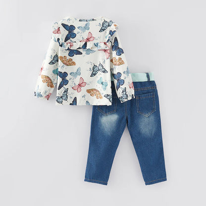 Butterfly Denim Pant Set