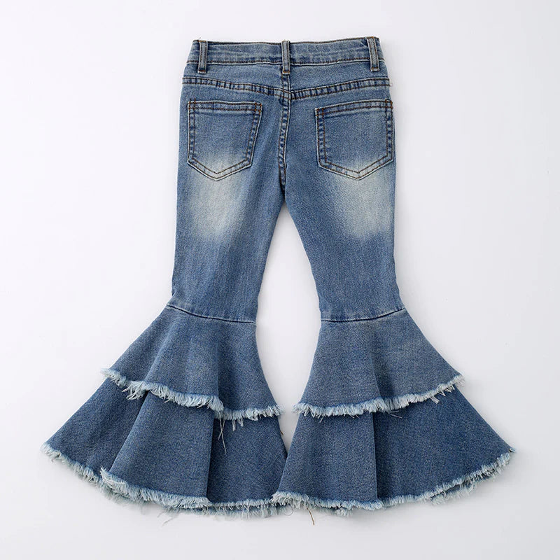 Double Ruffle Denim Jeans