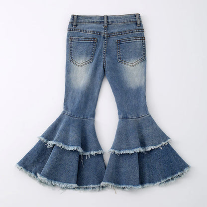 Double Ruffle Denim Jeans