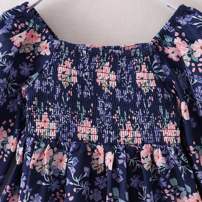 Navy Fall Florals Dress