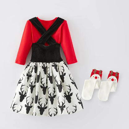 Elk Suspender Dress Set