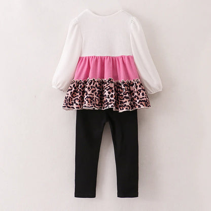 Pink/Leopard Tunic + Pant Set