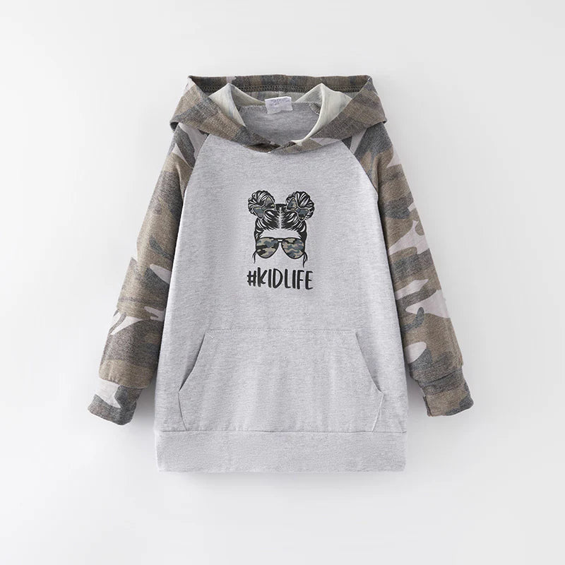 Camouflage #KIDLIFE Hoodie • Girls