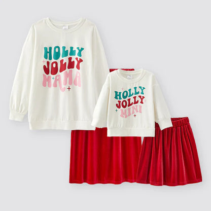 Mom & Me • Holly Jolly Velvet Skirt Set