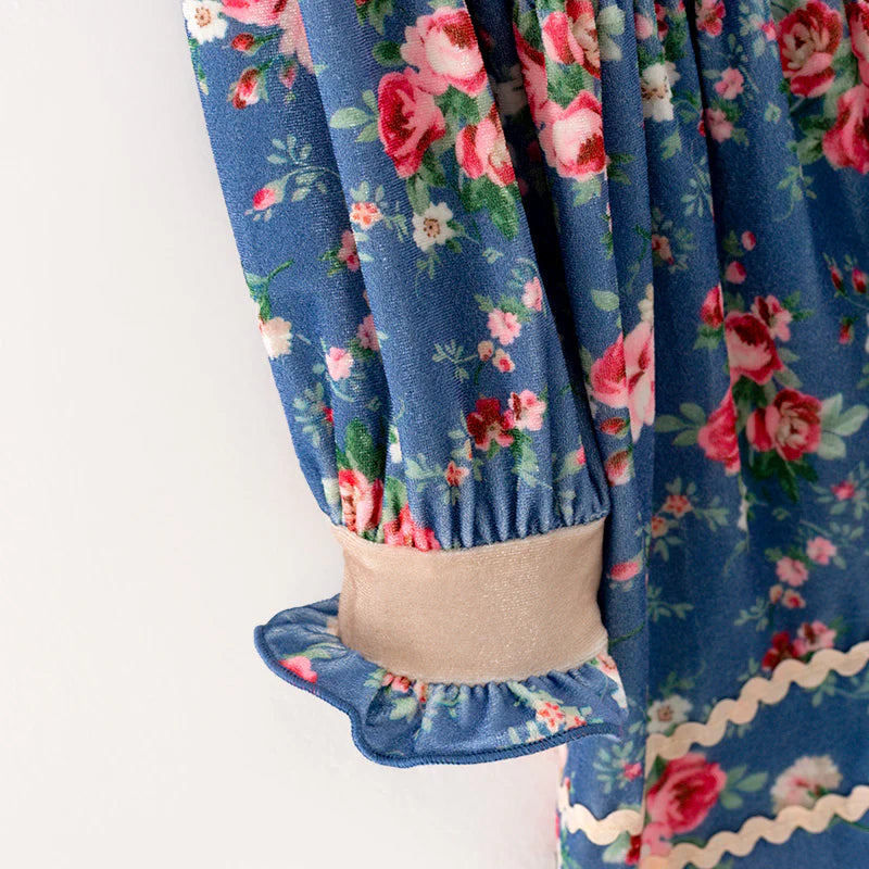 Blue Fall Florals Dress