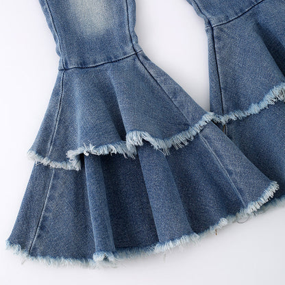 Double Ruffle Denim Jeans