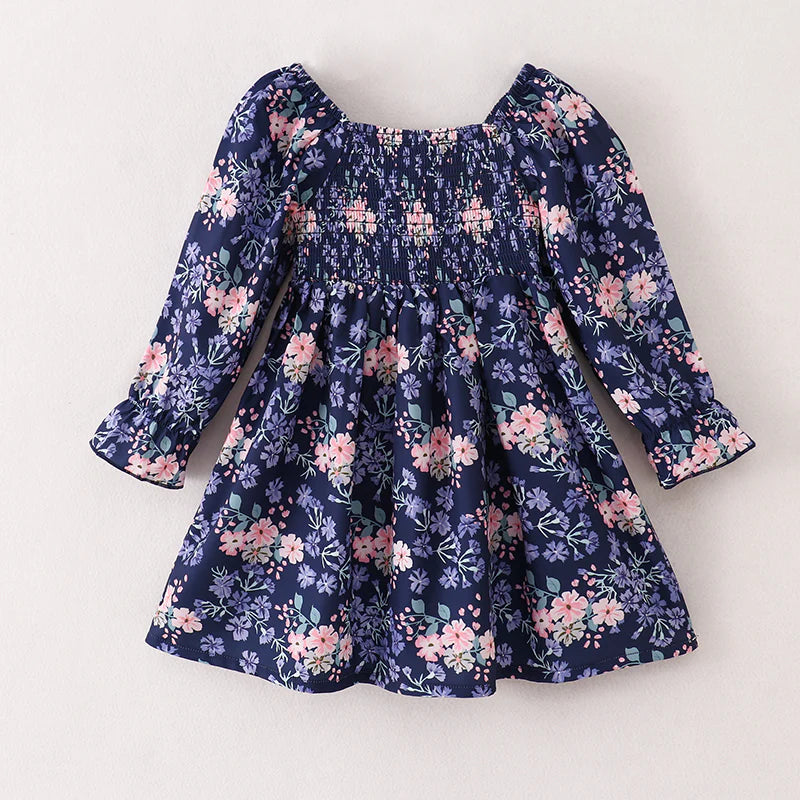 Navy Fall Florals Dress