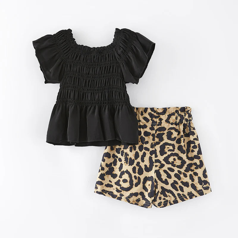 Black/Leopard Short Set