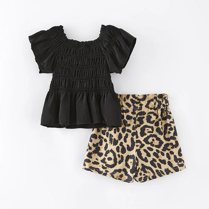 Black/Leopard Short Set