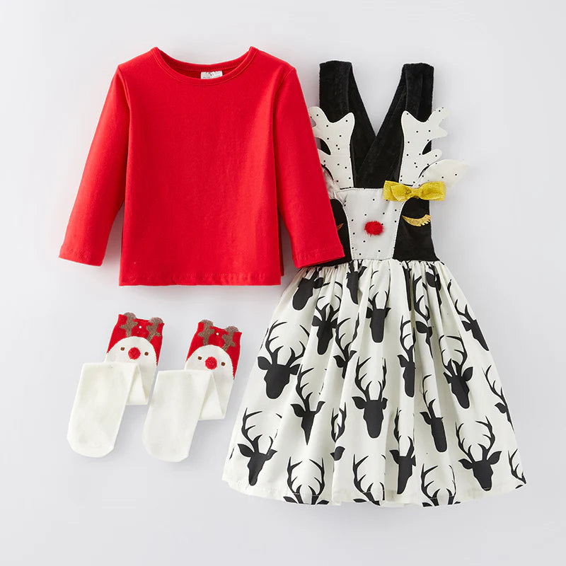 Elk Suspender Dress Set