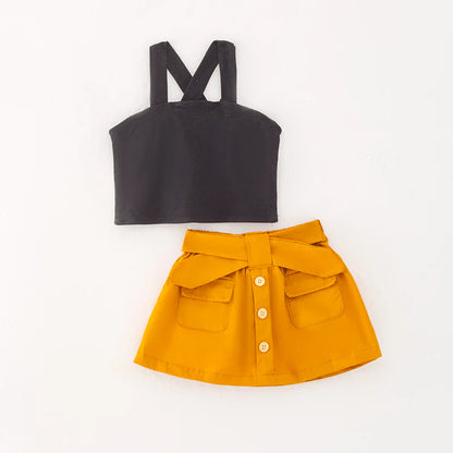 Black and Mustard Skirt Set