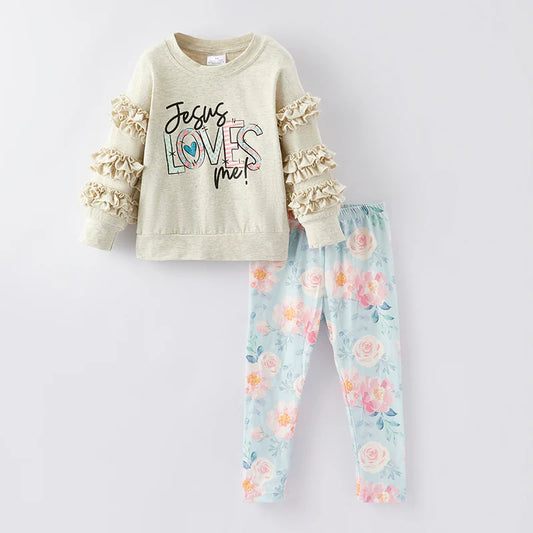 Jesus Loves Me Floral Pant Set