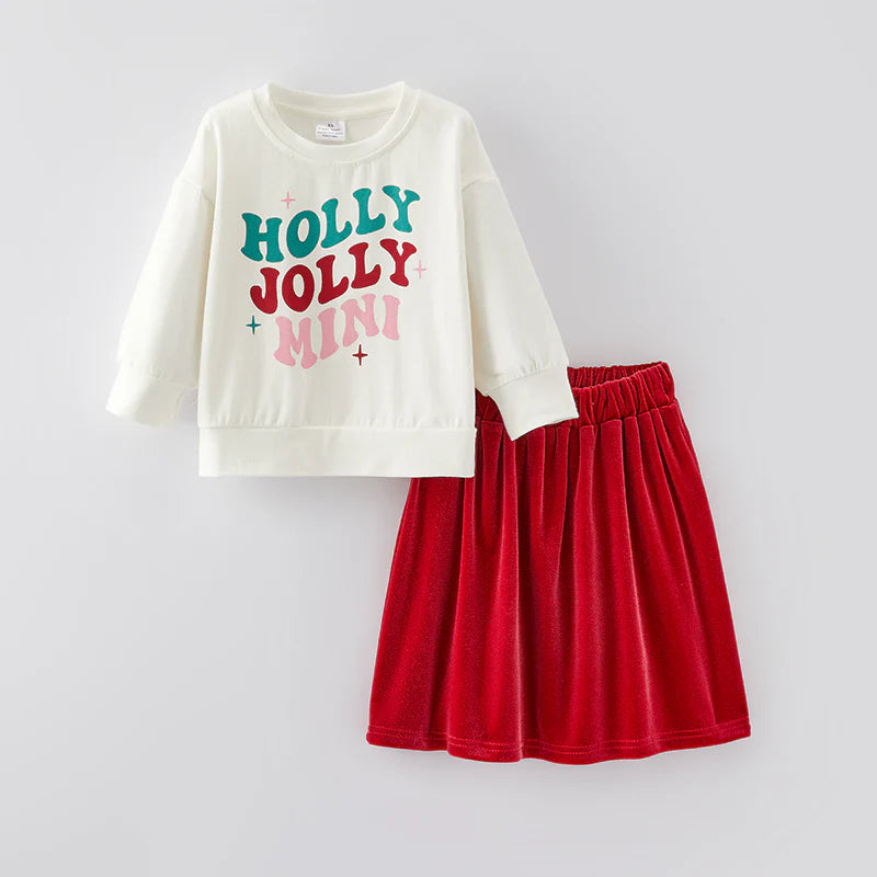 Mom & Me • Holly Jolly Velvet Skirt Set