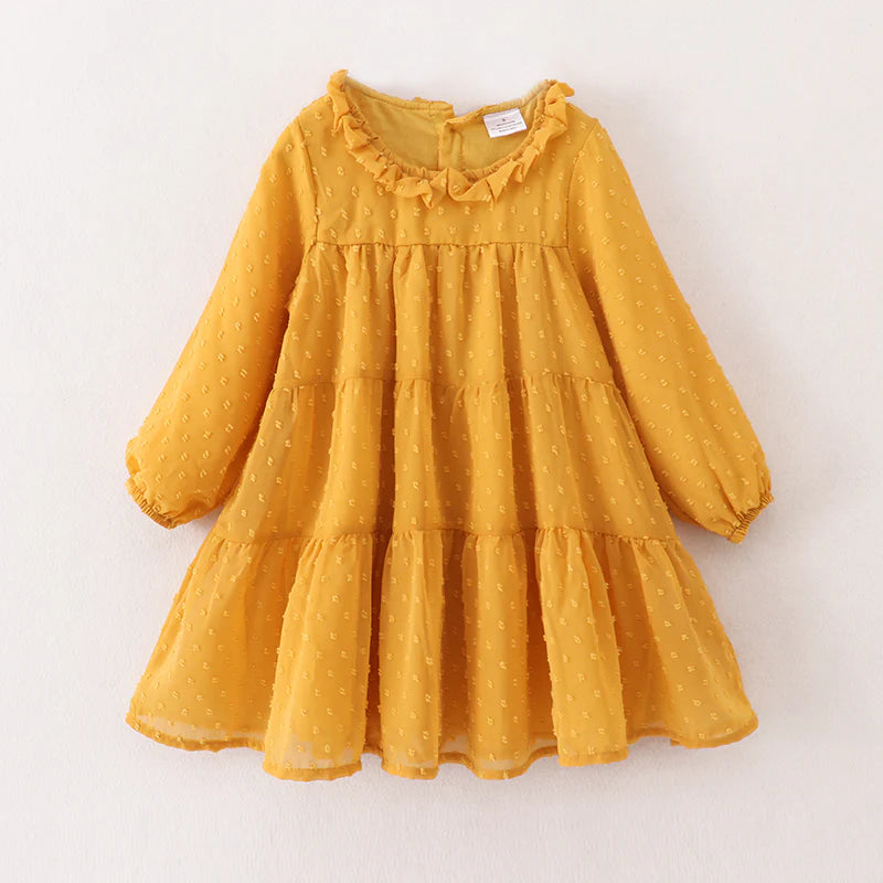 Swiss Dot Dress • Mustard