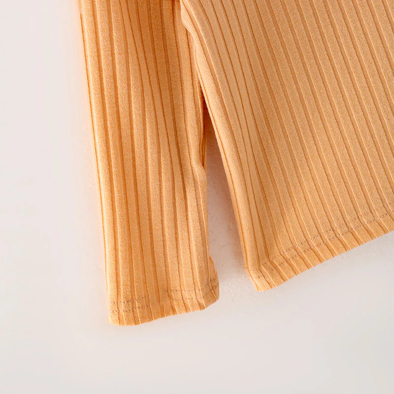 Beige Striped Skirt Set