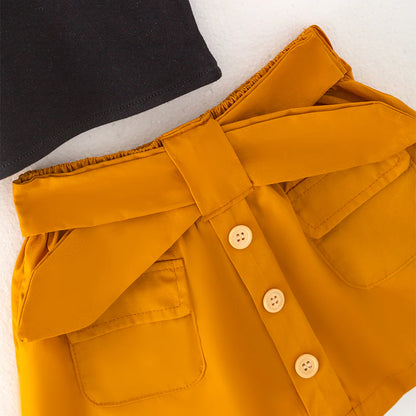 Black and Mustard Skirt Set