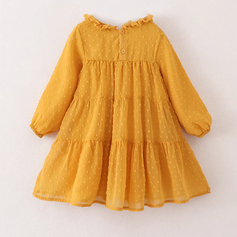 Swiss Dot Dress • Mustard