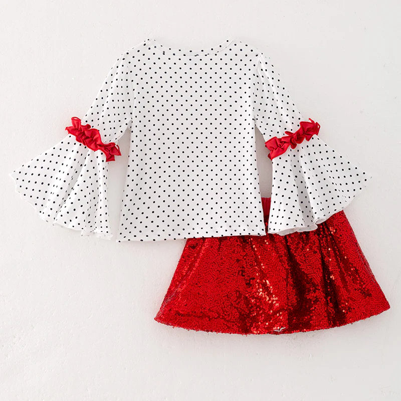 Sequin Heart Skirt Set