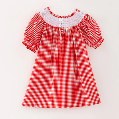 Red Plaid Heart Smock Dress