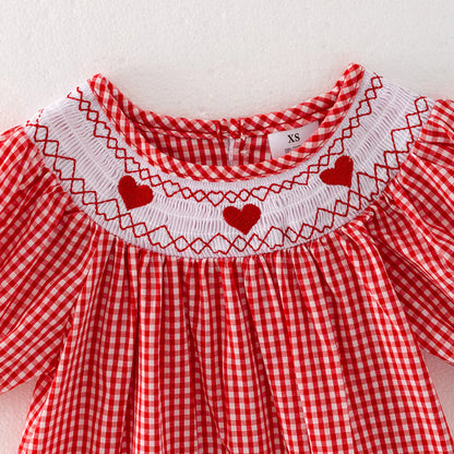 Red Plaid Heart Smock Dress