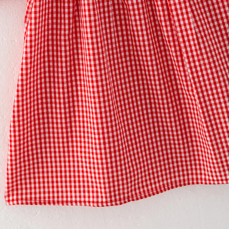 Red Plaid Heart Smock Dress