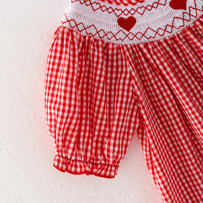 Red Plaid Heart Smock Dress