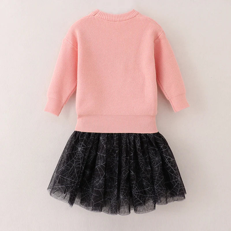 Pink Spider Skirt Set