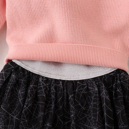 Pink Spider Skirt Set