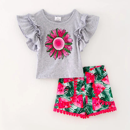 Floral Watermelon Short Set