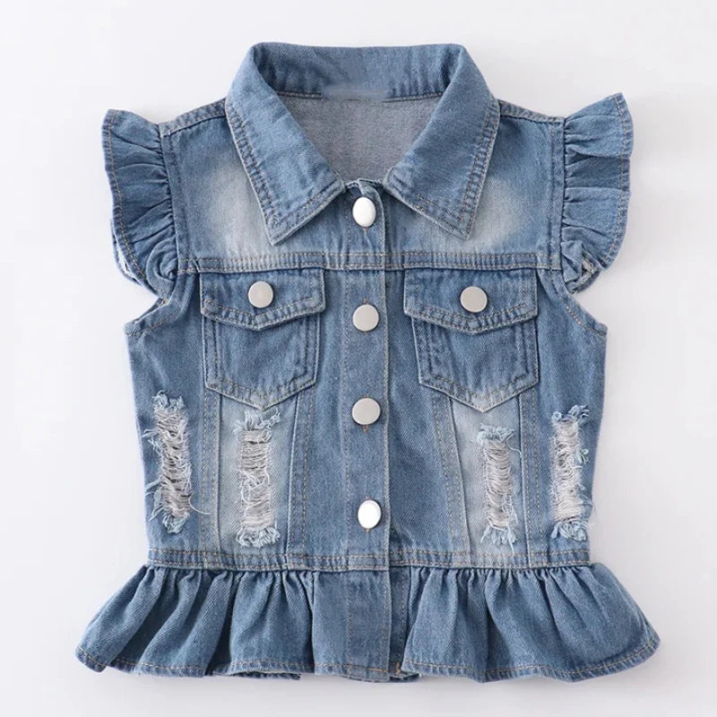 Distressed Denim Vest