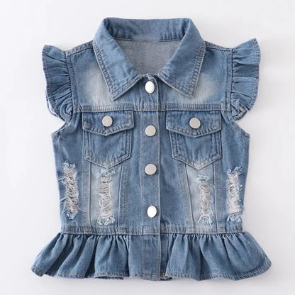 Distressed Denim Vest