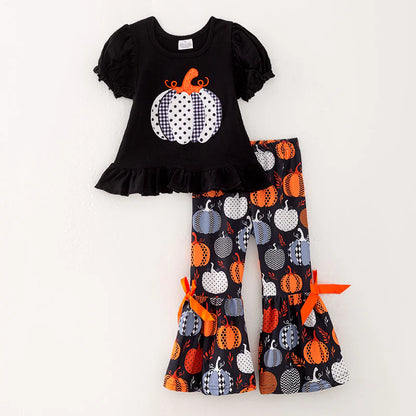 Black Pumpkin Bell Bottom Set