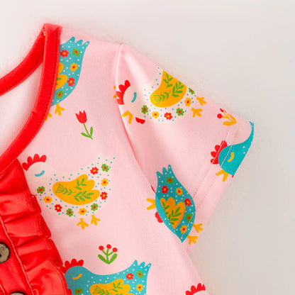 Pink Chicken Pajama Set