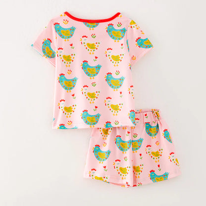 Pink Chicken Pajama Set