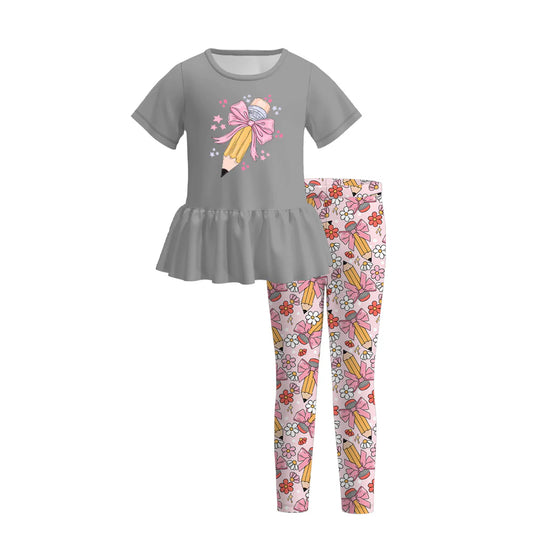 Grey/Pink Pencil Tunic + Legging Set