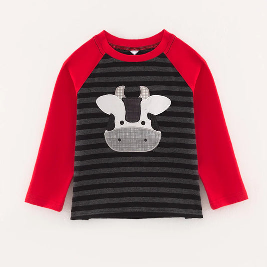 Boys Stripe Cow Shirt