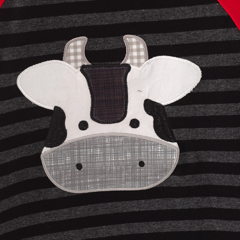 Boys Stripe Cow Shirt