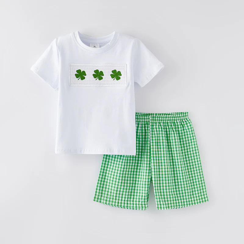 Boys Embroidered Clover Short Set