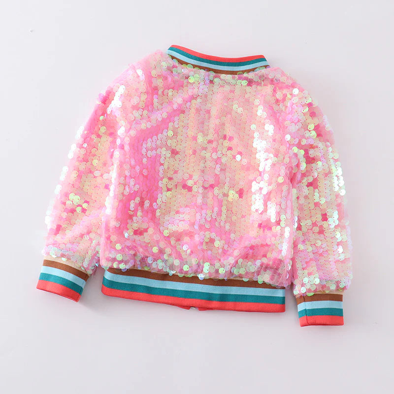 Pink Sequin Bomber Jacket