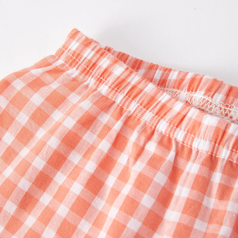 Coral Plaid Pant Set