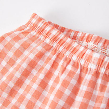 Coral Plaid Pant Set