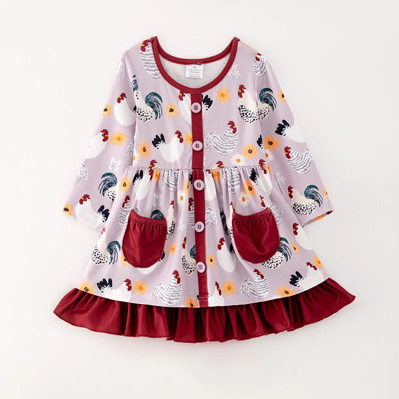 Burgundy Chicken Pocket Dress