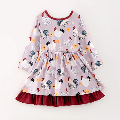 Burgundy Chicken Pocket Dress