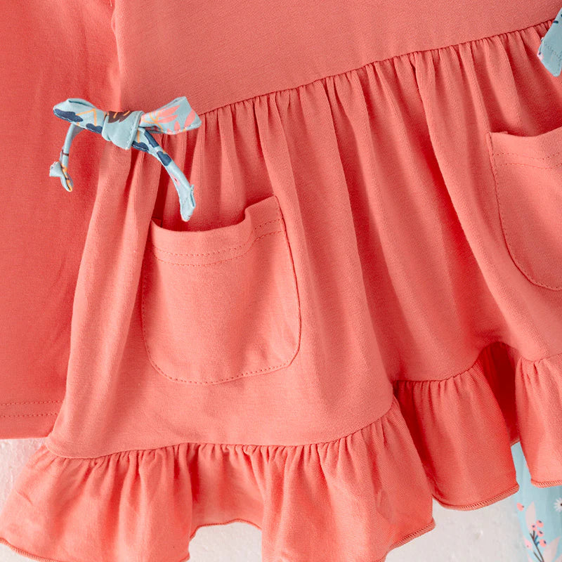 Coral Woodland Ruffle Pant Set